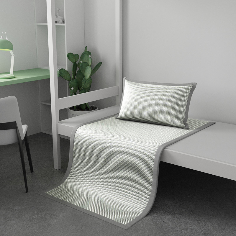 Covoraș răcitor Ice Silk Jacquard, model Houndstooth, țesătură netă, pentru pat de 1,5 m, pliabil