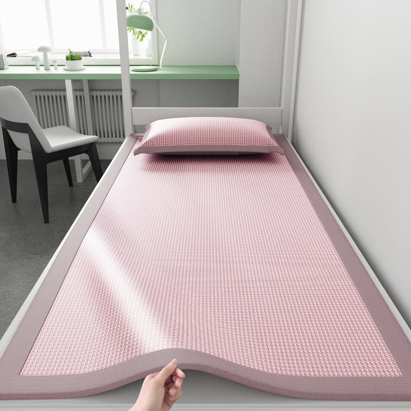 Covoraș răcitor Ice Silk Jacquard, model Houndstooth, țesătură netă, pentru pat de 1,5 m, pliabil