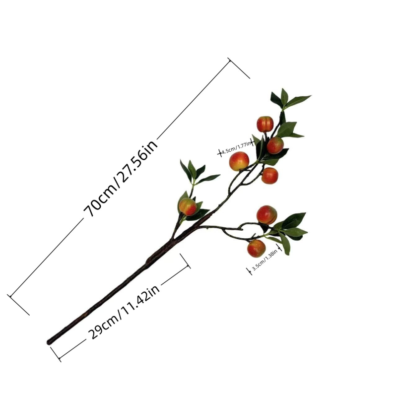 Șapte prune artificiale realiste, crengi răsucite, fructe cu textură pentru fotografie