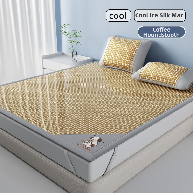 Letná chladiaca podložka na posteľ z ice silk, 3-dielna sada, skladacia a prateľná, pre študentskú izbu