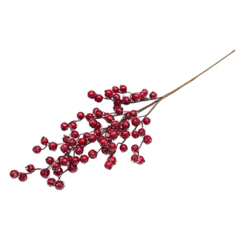 Buchet de crenguțe artificiale de Crăciun cu boabe roșii și ace de pin pentru decor interior