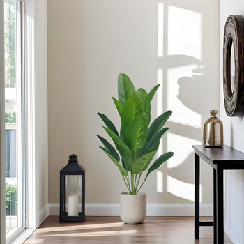 Plantă artificială Bird of Paradise cu frunze mari de banan pentru decor nordic