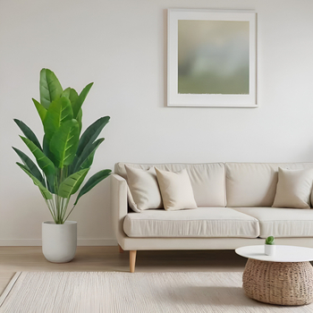 Plantă artificială Bird of Paradise cu frunze mari de banan pentru decor nordic