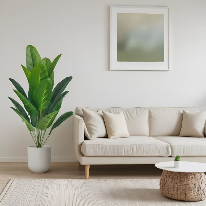 Plantă artificială Bird of Paradise cu frunze mari de banan pentru decor nordic