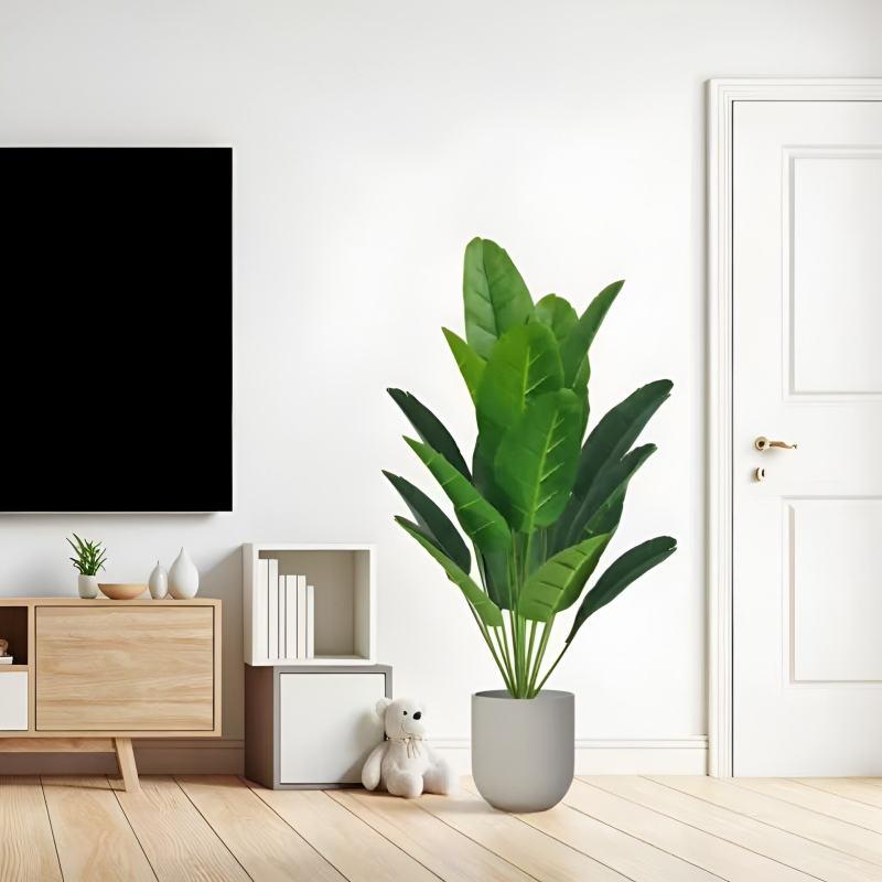 Plantă artificială Bird of Paradise cu frunze mari de banan pentru decor nordic