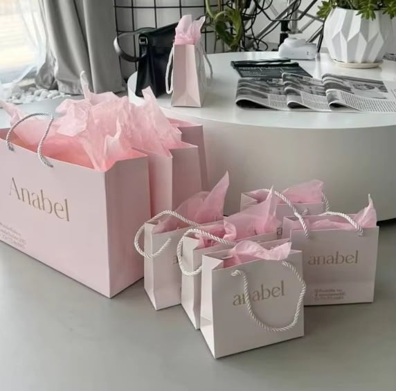 Genți cadou personalizate, genți tote și pungi de hârtie Kraft pentru ambalare de lux, pungi de cumpărături reciclabile biodegradabile