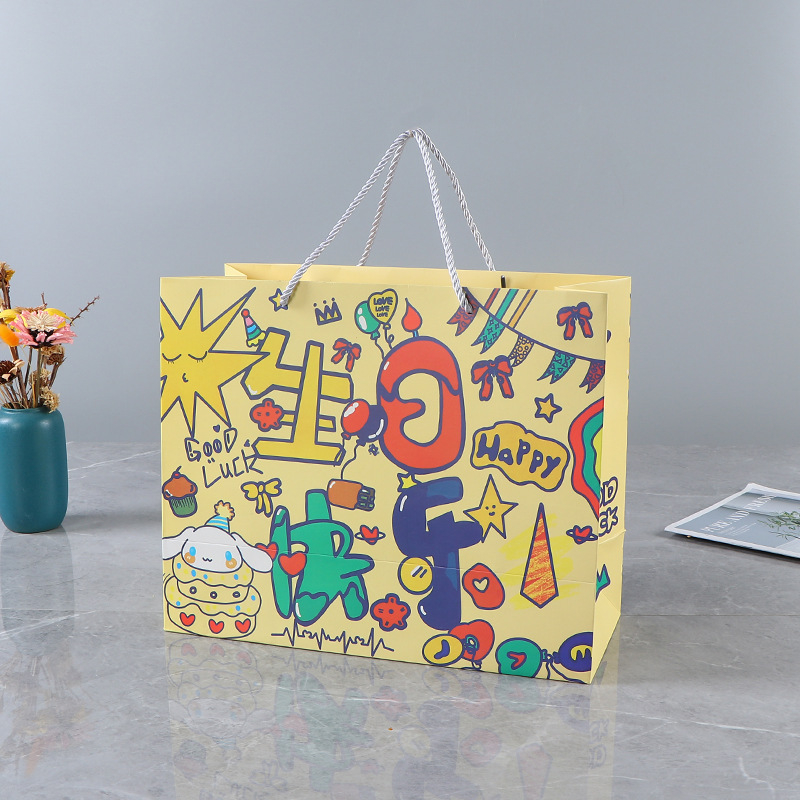 Geantă de cadouri personalizată pentru ziua de naștere, cu design graffiti desen animat, pentru grădiniță