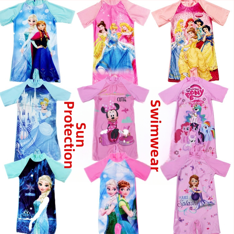 Detské plavky s karikatúrnym motívom, unisex, sada rodič-dieťa, polyester, 2–14 rokov