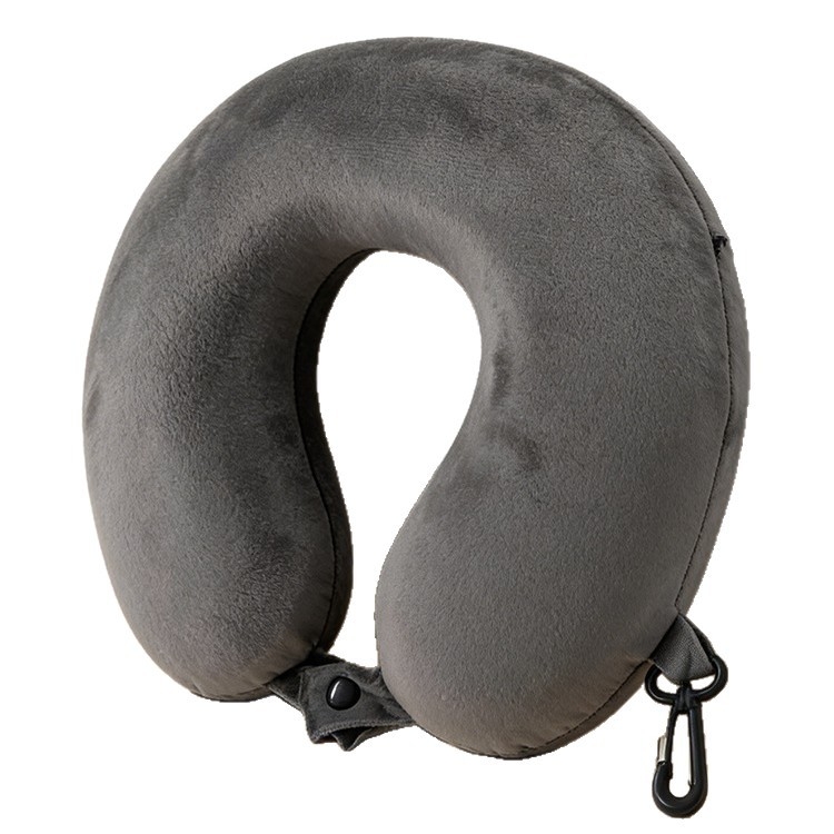 Pernă din spumă cu memorie, formă U, cu carabiner, pentru călătorii, susținere cervicală și odihnă la birou, somn pe o parte