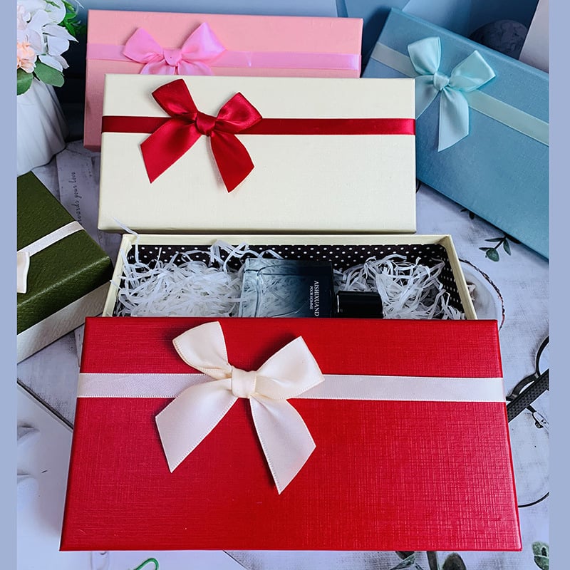 Cutie de cadou din hârtie, lucrată manual, cu logo personalizat - cutie dreptunghiulară goală pentru cadouri (fular de mătase, portofel și produse cosmetice)