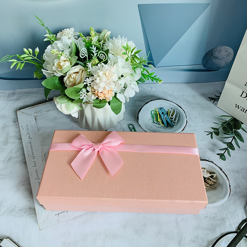 Cutie de cadou din hârtie, lucrată manual, cu logo personalizat - cutie dreptunghiulară goală pentru cadouri (fular de mătase, portofel și produse cosmetice)