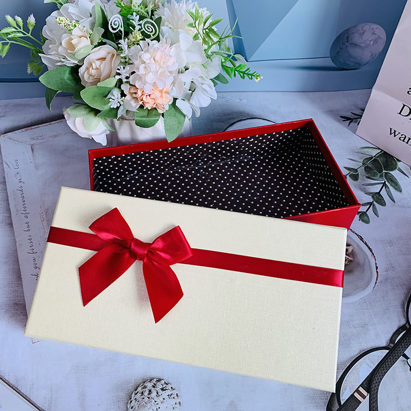 Cutie de cadou din hârtie, lucrată manual, cu logo personalizat - cutie dreptunghiulară goală pentru cadouri (fular de mătase, portofel și produse cosmetice)