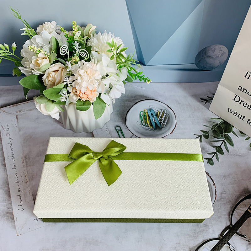 Cutie de cadou din hârtie, lucrată manual, cu logo personalizat - cutie dreptunghiulară goală pentru cadouri (fular de mătase, portofel și produse cosmetice)