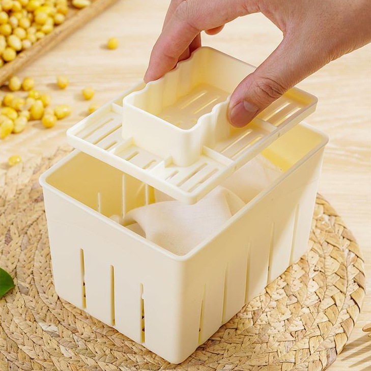 Formă de tofu pentru uz casnic, de calitate alimentară – set pentru începători: formă de tofu și presă pentru eliminarea apei, recipient din plastic, ustensilă de bucătărie