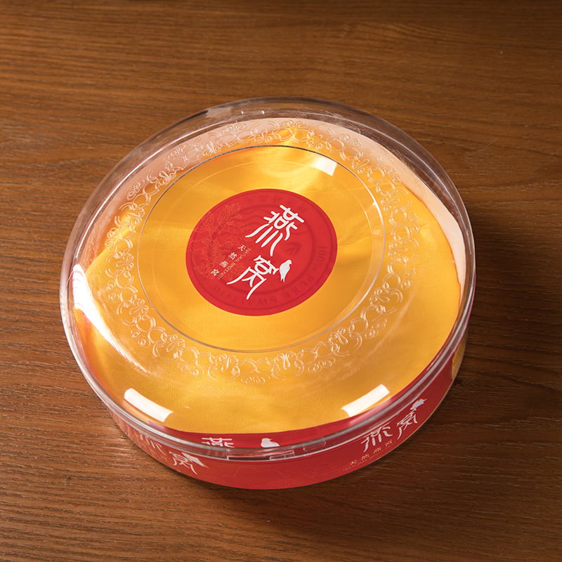 Cutie rotundă din piele roșie pentru Bird's Nest – cutie cadou cu interior octogonal