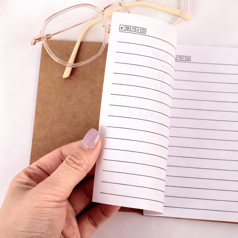 Jurnal cu spirală și autocolante în formă de inimă, copertă din hârtie kraft, carnet de studiu portabil