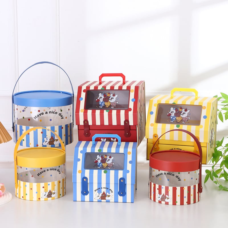 Set de cutii cadou pentru prima lună de viață a bebelușului, cu design animat – cutii cadou și cutie pentru tort de ziua copilului