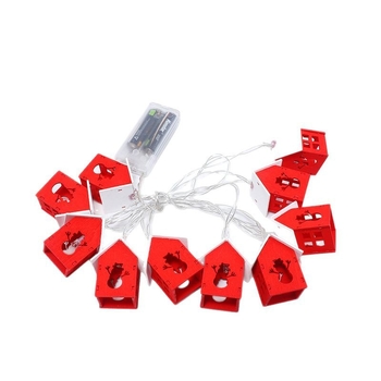 Şir de lumini LED pentru Crăciun și Ziua Îndrăgostiților – lumini decorative festive, pandantiv iluminat de noapte, 2.1 m, IP44, carcasă din lemn, baterie, comutator, personalizabile