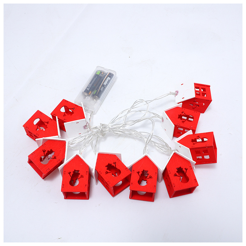 Şir de lumini LED pentru Crăciun și Ziua Îndrăgostiților – lumini decorative festive, pandantiv iluminat de noapte, 2.1 m, IP44, carcasă din lemn, baterie, comutator, personalizabile
