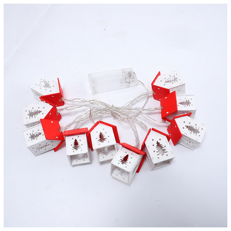 Şir de lumini LED pentru Crăciun și Ziua Îndrăgostiților – lumini decorative festive, pandantiv iluminat de noapte, 2.1 m, IP44, carcasă din lemn, baterie, comutator, personalizabile