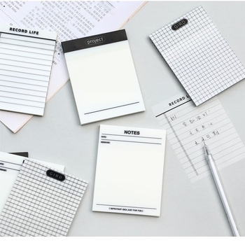 Note adezive transparente, scrise pe PET, impermeabile, design minimalist, notițe pe hârtie