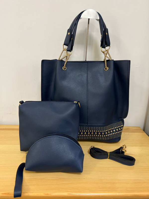 Ženska torbica: 2023 nova retro s rivet dizajnom, personalizirani trodjelni set – torba za ručno nošenje, ramena i crossbody, svestrana