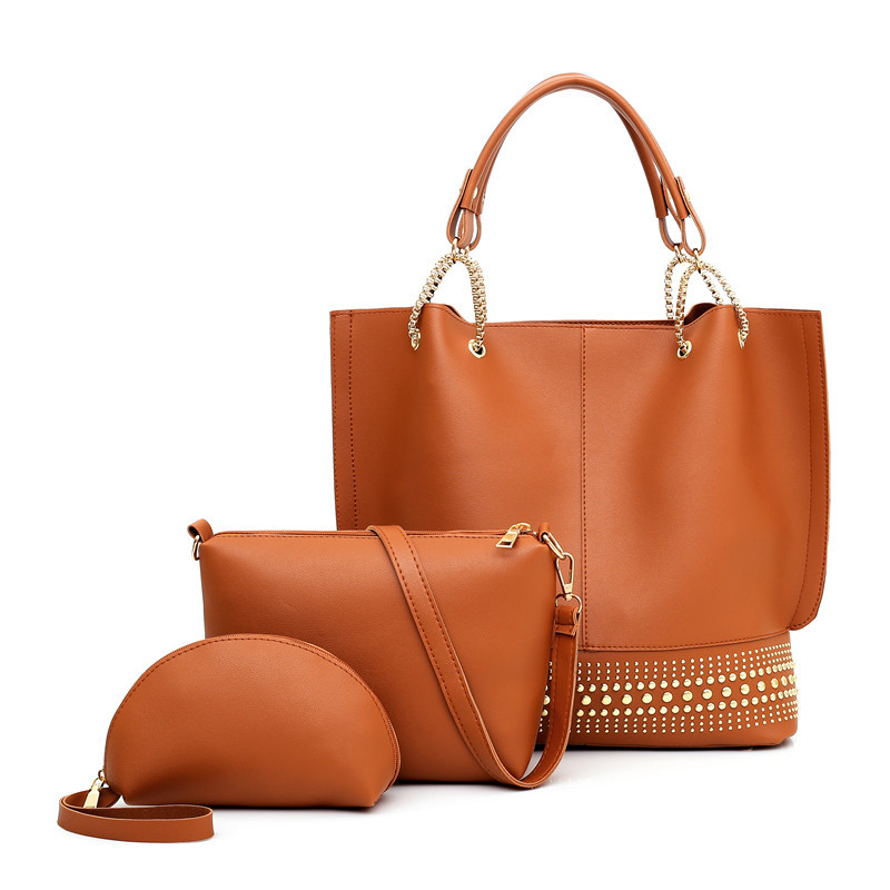 Ženska torbica: 2023 nova retro s rivet dizajnom, personalizirani trodjelni set – torba za ručno nošenje, ramena i crossbody, svestrana