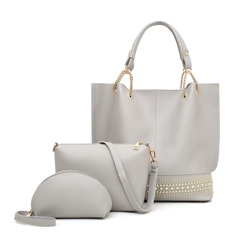 Ženska torbica: 2023 nova retro s rivet dizajnom, personalizirani trodjelni set – torba za ručno nošenje, ramena i crossbody, svestrana