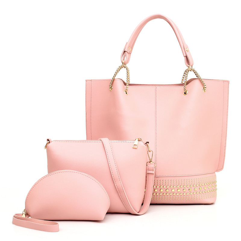Ženska torbica: 2023 nova retro s rivet dizajnom, personalizirani trodjelni set – torba za ručno nošenje, ramena i crossbody, svestrana