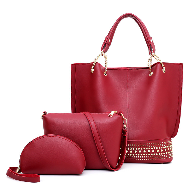 Ženska torbica: 2023 nova retro s rivet dizajnom, personalizirani trodjelni set – torba za ručno nošenje, ramena i crossbody, svestrana