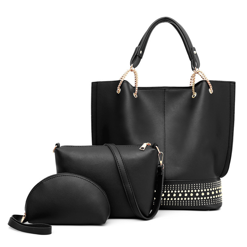 Ženska torbica: 2023 nova retro s rivet dizajnom, personalizirani trodjelni set – torba za ručno nošenje, ramena i crossbody, svestrana