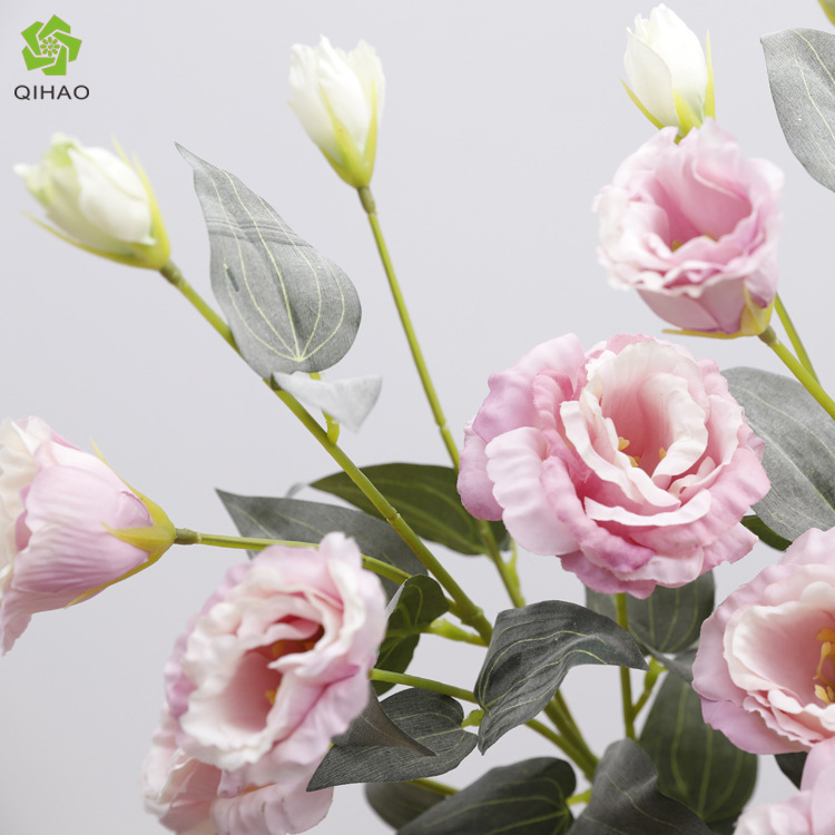 Flori artificiale Lisianthus, stil european, 6 flori pe tulpină, decor acasă, aranjament de masă, decor interior pentru nuntă