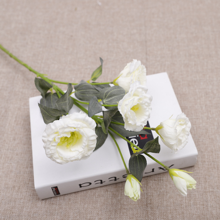 Flori artificiale Lisianthus, stil european, 6 flori pe tulpină, decor acasă, aranjament de masă, decor interior pentru nuntă