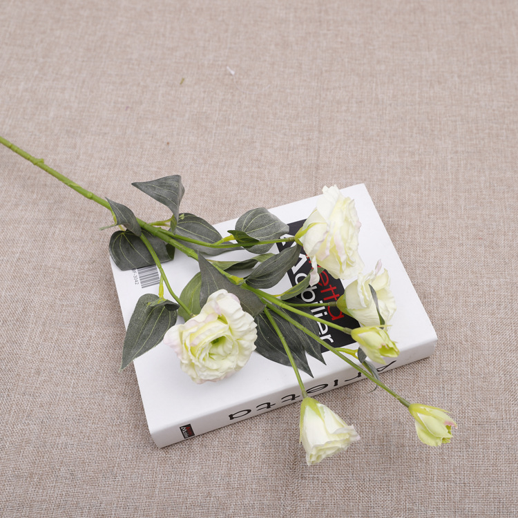 Flori artificiale Lisianthus, stil european, 6 flori pe tulpină, decor acasă, aranjament de masă, decor interior pentru nuntă