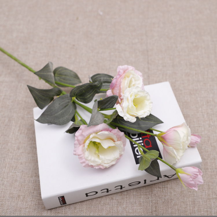 Flori artificiale Lisianthus, stil european, 6 flori pe tulpină, decor acasă, aranjament de masă, decor interior pentru nuntă