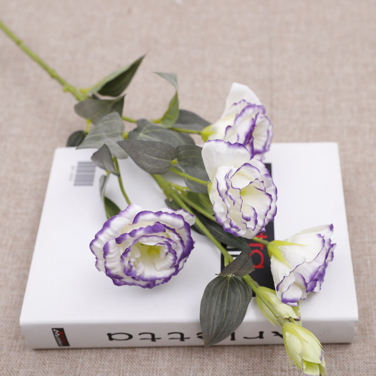 Flori artificiale Lisianthus, stil european, 6 flori pe tulpină, decor acasă, aranjament de masă, decor interior pentru nuntă