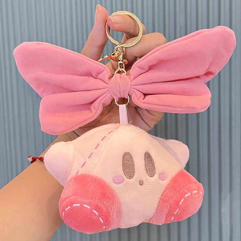 Ružičasti plišani privjesak Kirby sa zvjezdom – privjesak za torbu