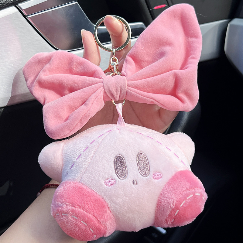 Ružičasti plišani privjesak Kirby sa zvjezdom – privjesak za torbu