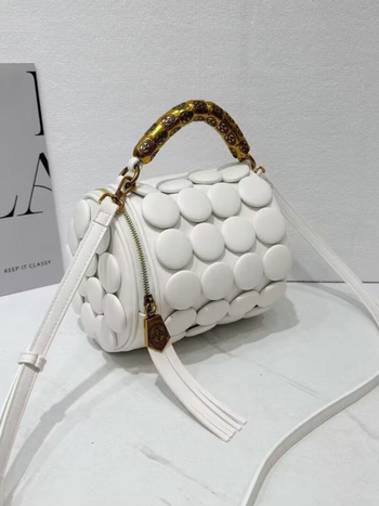 Τσάντα crossbody από PU δέρμα, κυλινδρικού σχήματος με μεταλλικά στοιχεία, μαξιλαρίνης στυλ, φθινοπωρινή έκδοση 2025