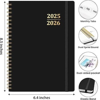 Bedson jurnal cu spirală 2026 — planificator săptămânal, format A5, jurnal cu pagini detașabile, stil minimalist de birou
