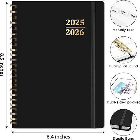 Bedson jurnal cu spirală 2026 — planificator săptămânal, format A5, jurnal cu pagini detașabile, stil minimalist de birou