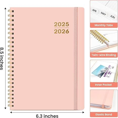 Bedson jurnal cu spirală 2026 — planificator săptămânal, format A5, jurnal cu pagini detașabile, stil minimalist de birou