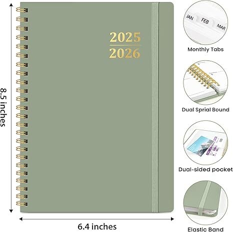 Bedson jurnal cu spirală 2026 — planificator săptămânal, format A5, jurnal cu pagini detașabile, stil minimalist de birou