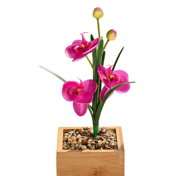 Orhidee Phalaenopsis cu frunze, plantă artificială de interior pentru decor, recuzită fotografică și decor de nuntă