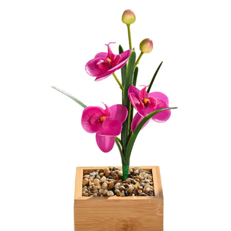 Orhidee Phalaenopsis cu frunze, plantă artificială de interior pentru decor, recuzită fotografică și decor de nuntă