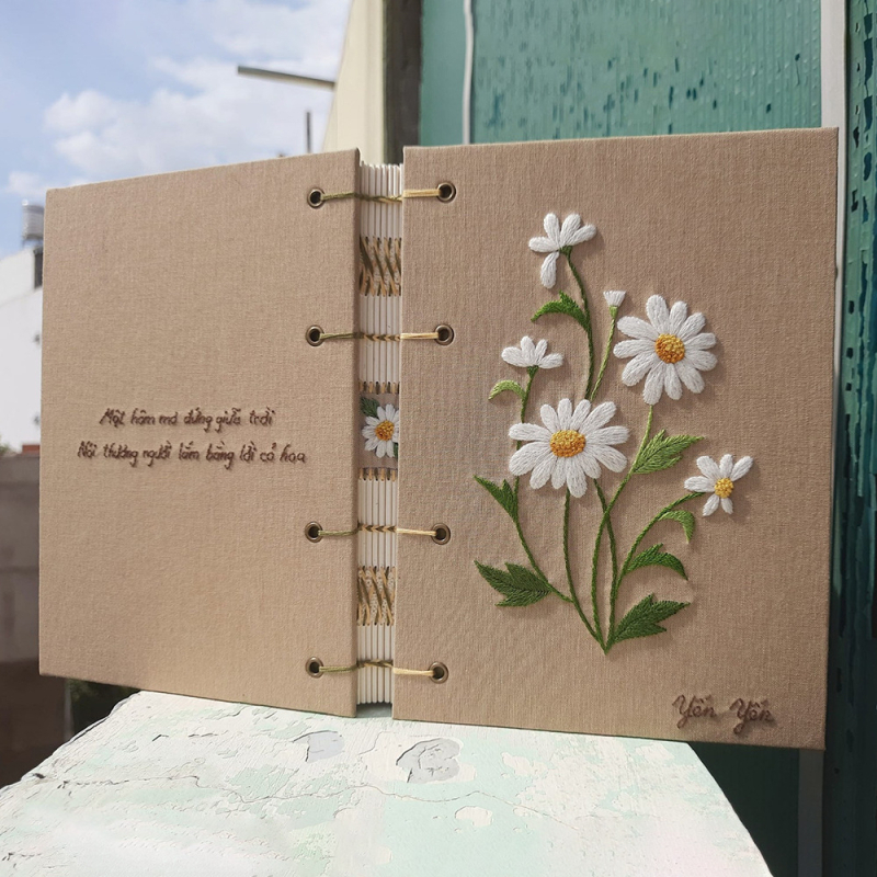 Jurnal brodat cu copertă din pânză, notebook portabil în stil Instagram, cadouri corporative personalizate