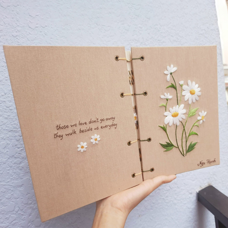 Jurnal brodat cu copertă din pânză, notebook portabil în stil Instagram, cadouri corporative personalizate