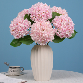 Ramură de hortensie artificială, mare, pentru decor interior, decorațiuni de nuntă și aranjamente florale