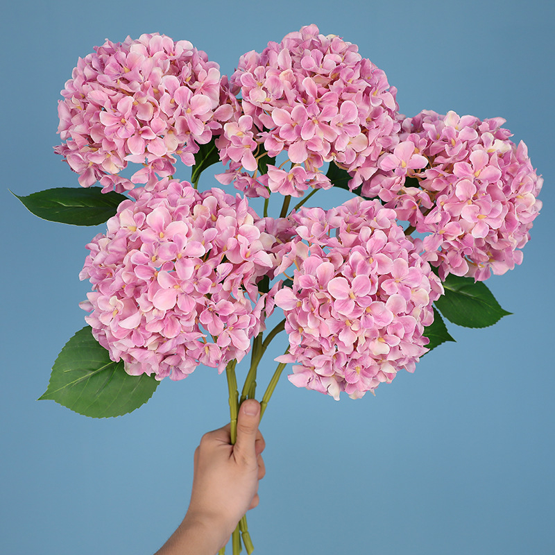 Ramură de hortensie artificială, mare, pentru decor interior, decorațiuni de nuntă și aranjamente florale