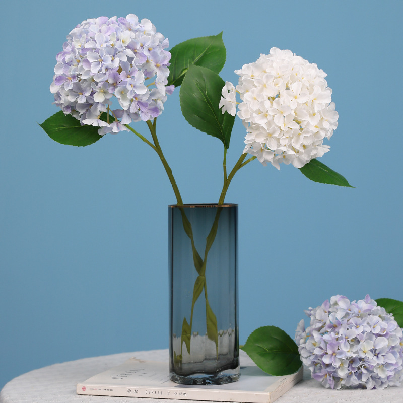 Ramură de hortensie artificială, mare, pentru decor interior, decorațiuni de nuntă și aranjamente florale
